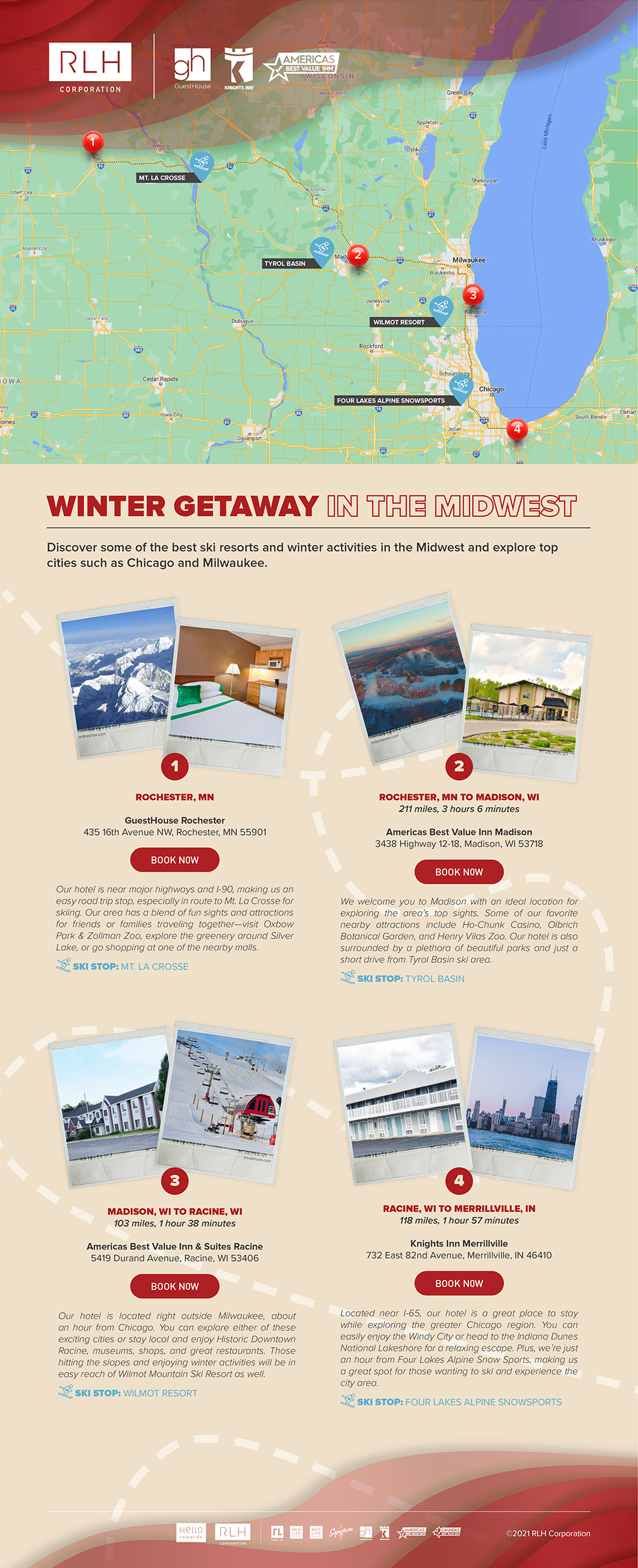 Winter Getaway in the Midwest Road Trip Map